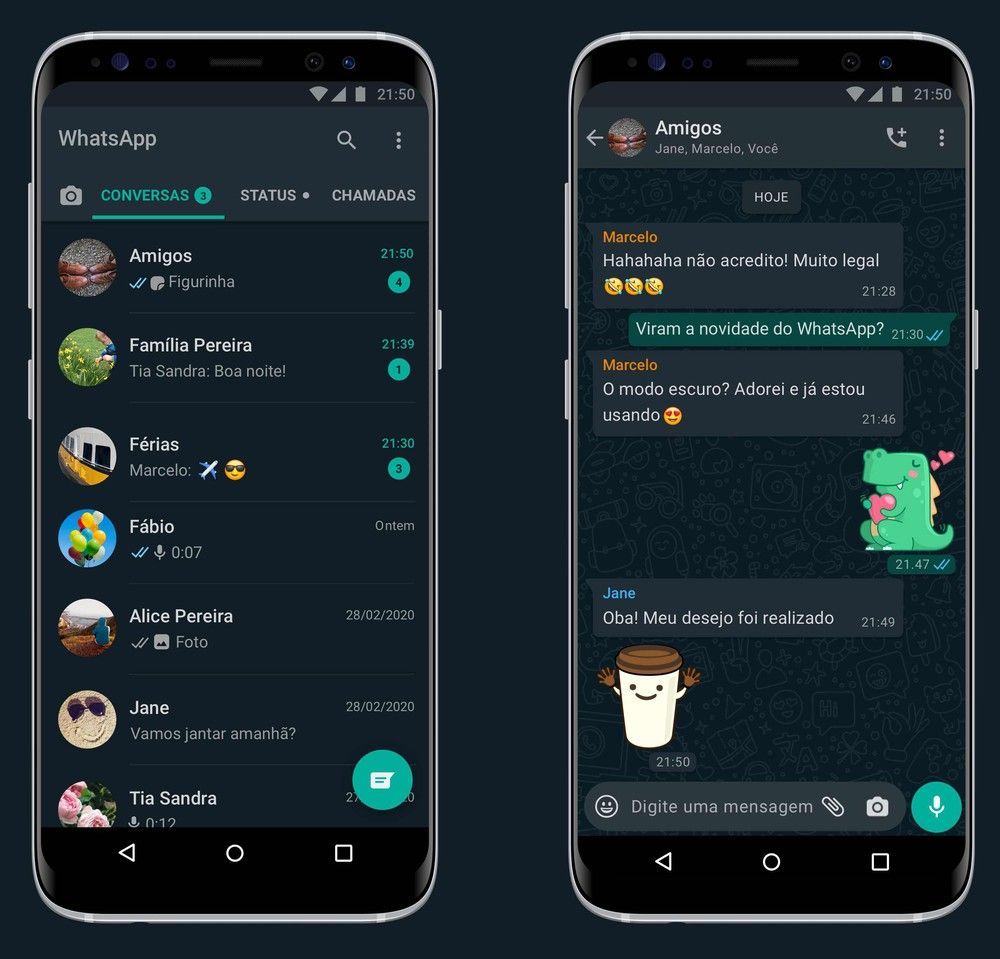 whatsapp escuro